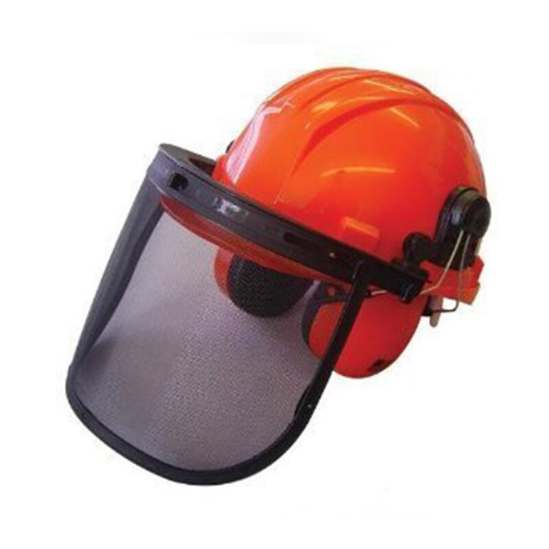 Foresters Helmet with Ear Muffs & Mesh Visor